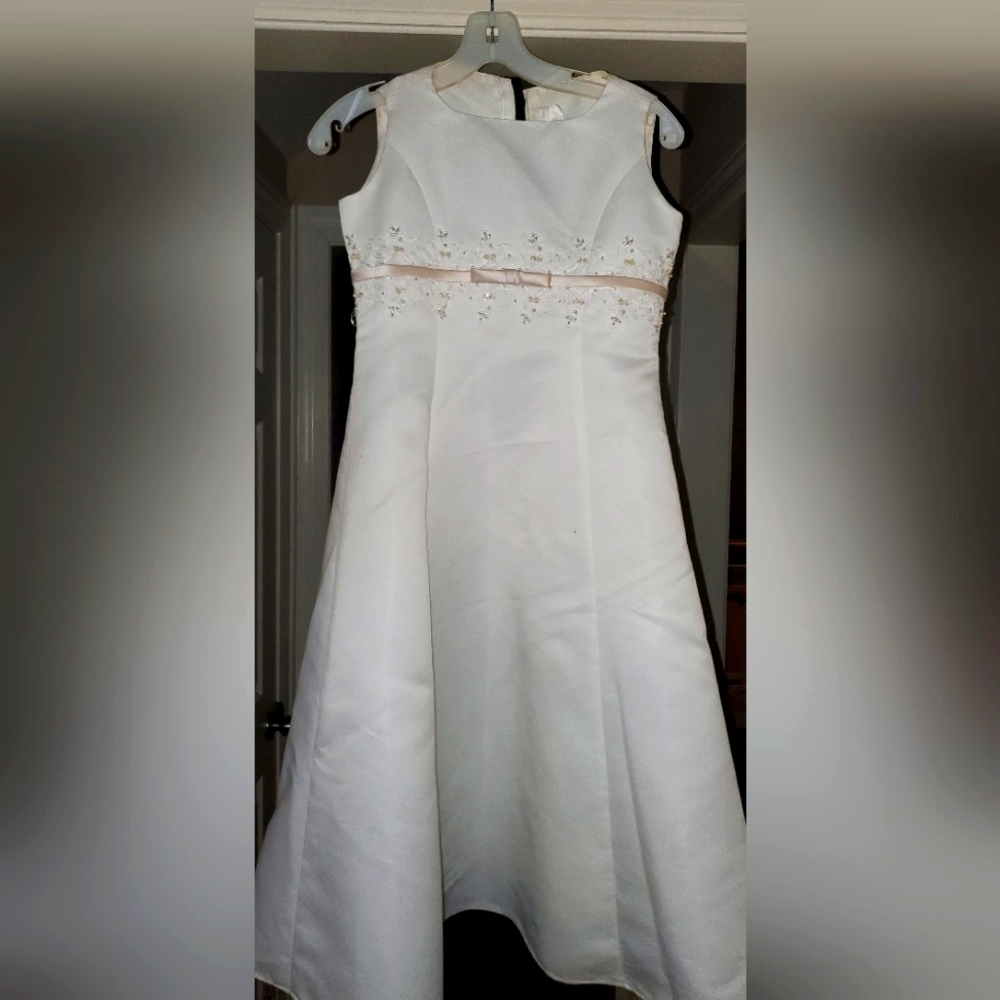 Girls Cream Beaded David's Bridal Michaelangelo Dress